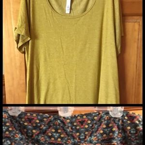 SET 2XL mustard LuLaRoe Classic Tee/TC leggings.